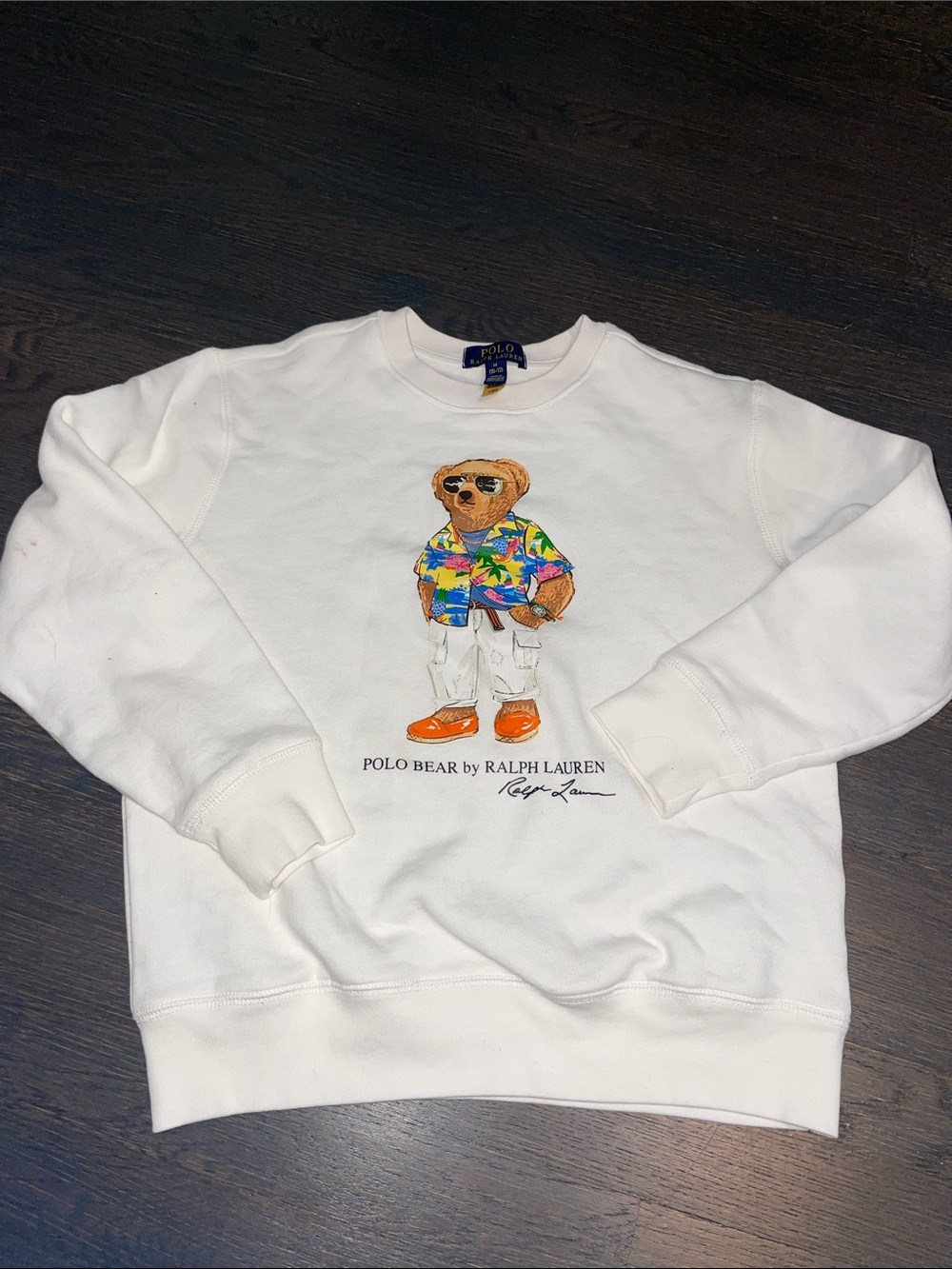 Ralph Lauren White Polo Bear Crewneck Sweatshirt